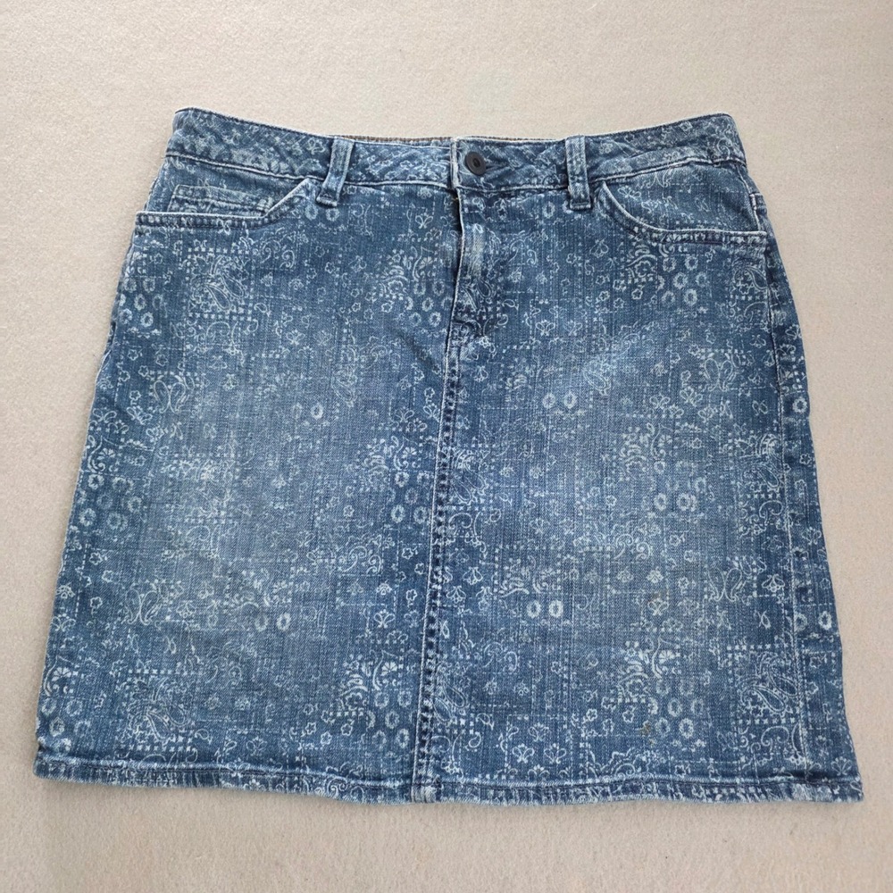 Tommy Hilfiger Womens Paisley Bandana Print Denim Mini Skirt Blue Size 6